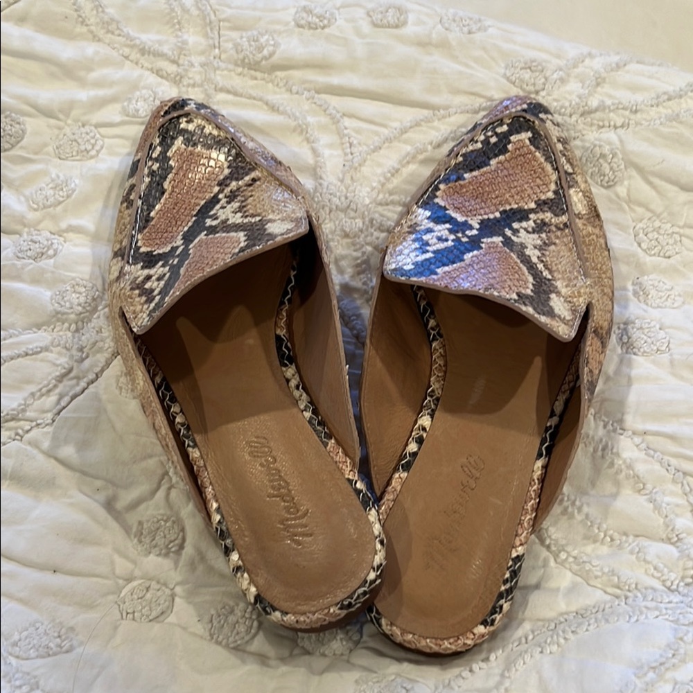 Madewell Brown and Black Mules with Snakeskin Pattern - Picture 4 of 4